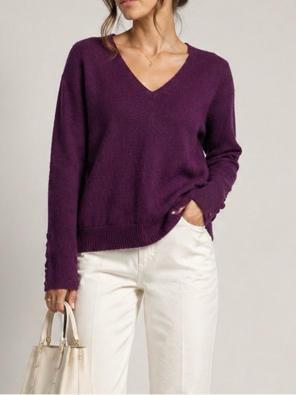 Mossimo Supply Co. V-Neck Sweater in Plum